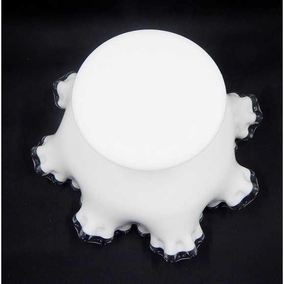 Fenton Silver Crest Milk Glass Ruffled Pedestal Compote Candy Dish Bowl - Picture 6 of 9